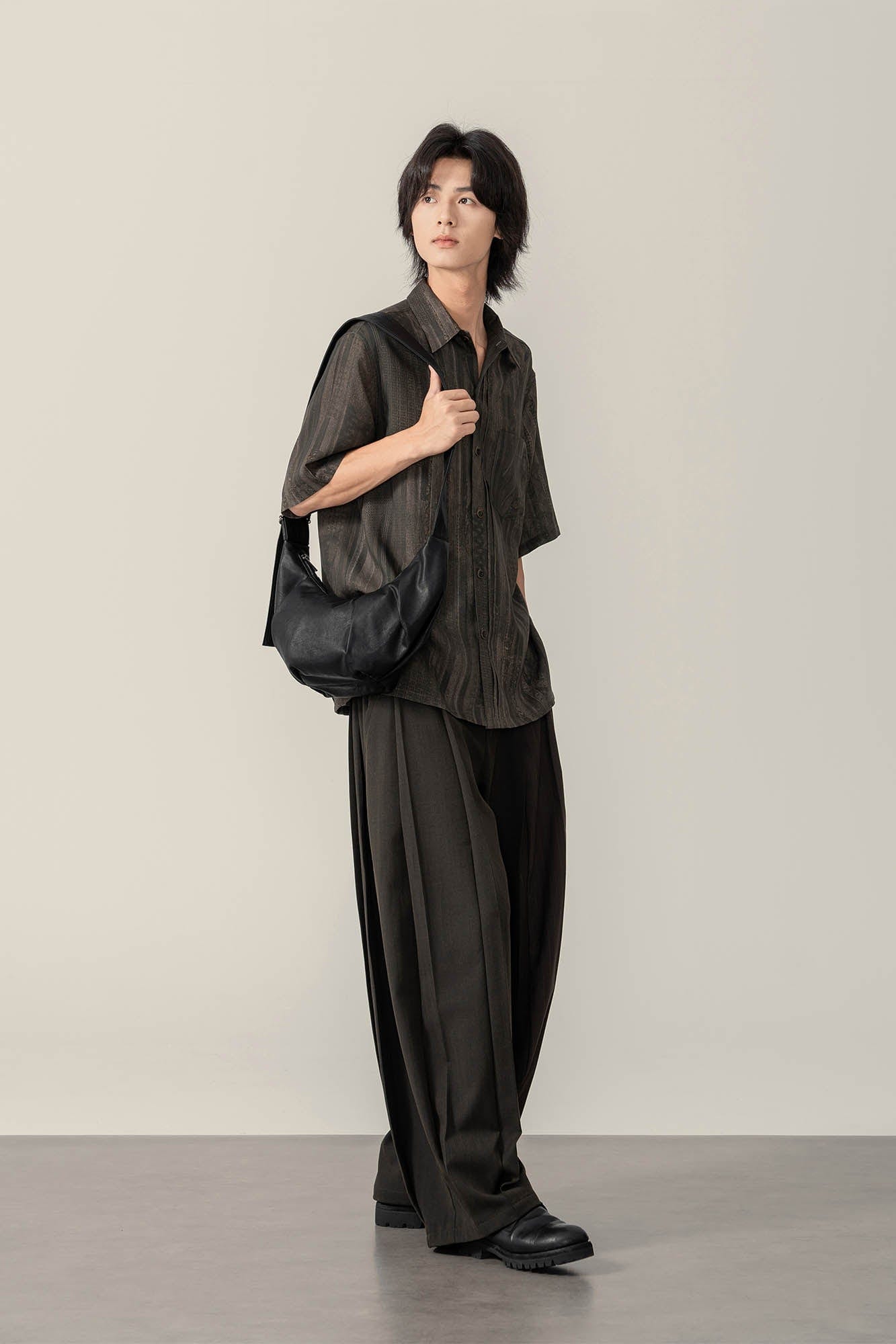 Sac fourre-tout en cuir ciré plissé élégant