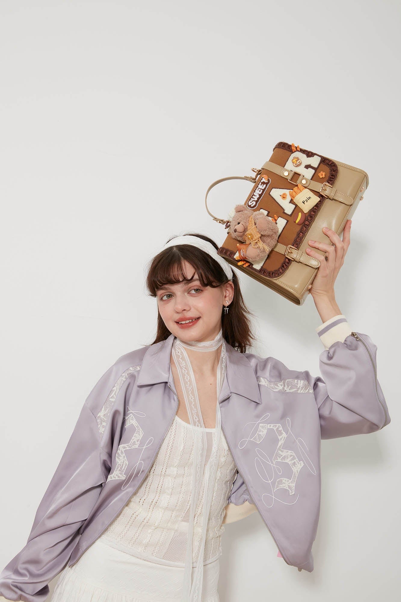 Sac à dos en peluche avec rabat