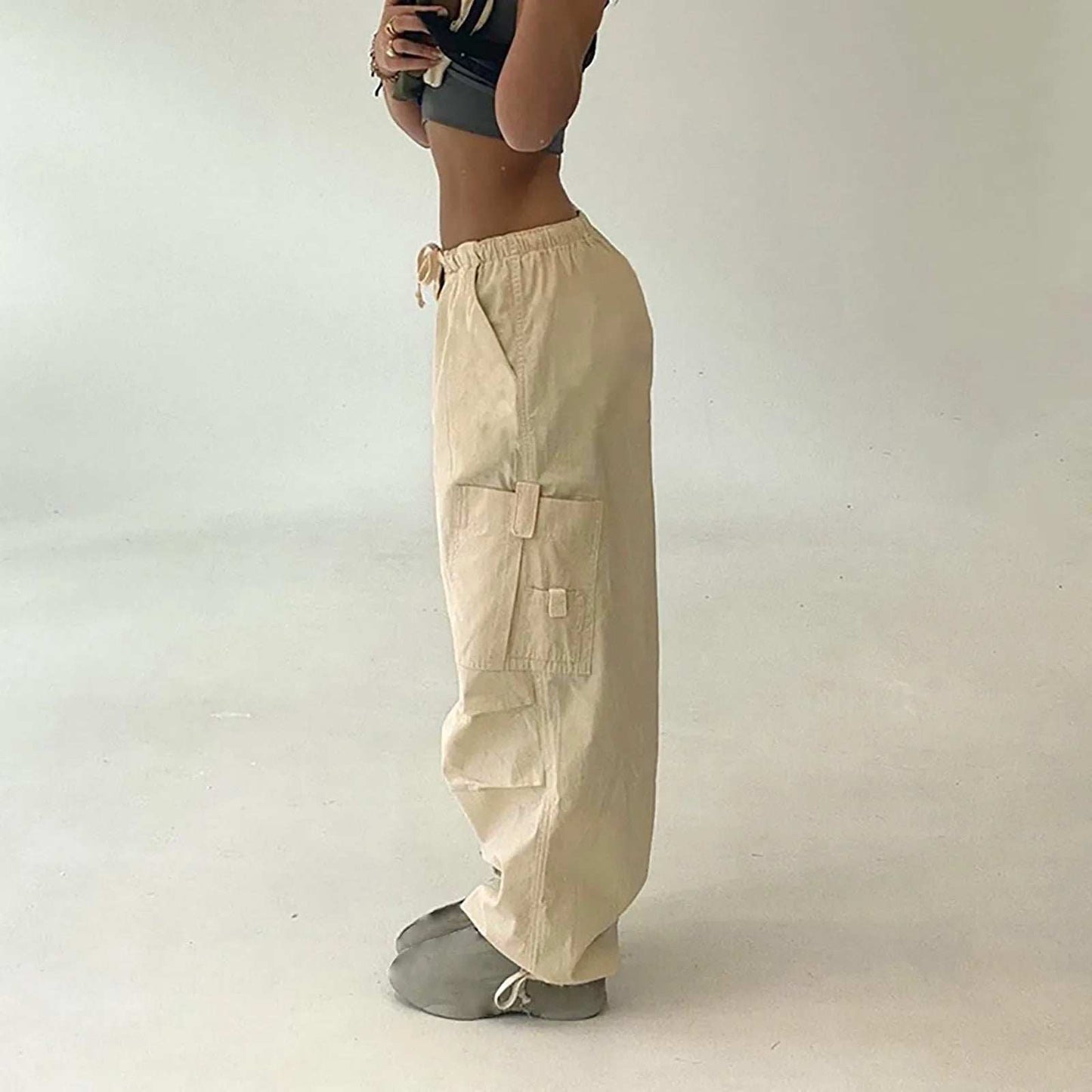 Pantalons parachute beiges
