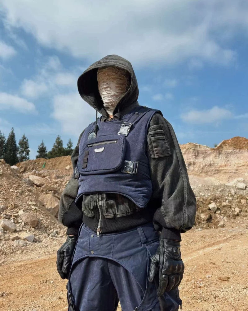 Gilet de Cargo Futuriste Double Face
