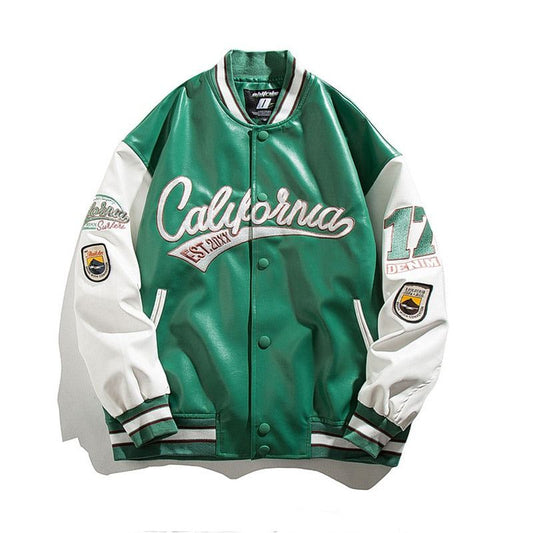 Veste varsity en cuir