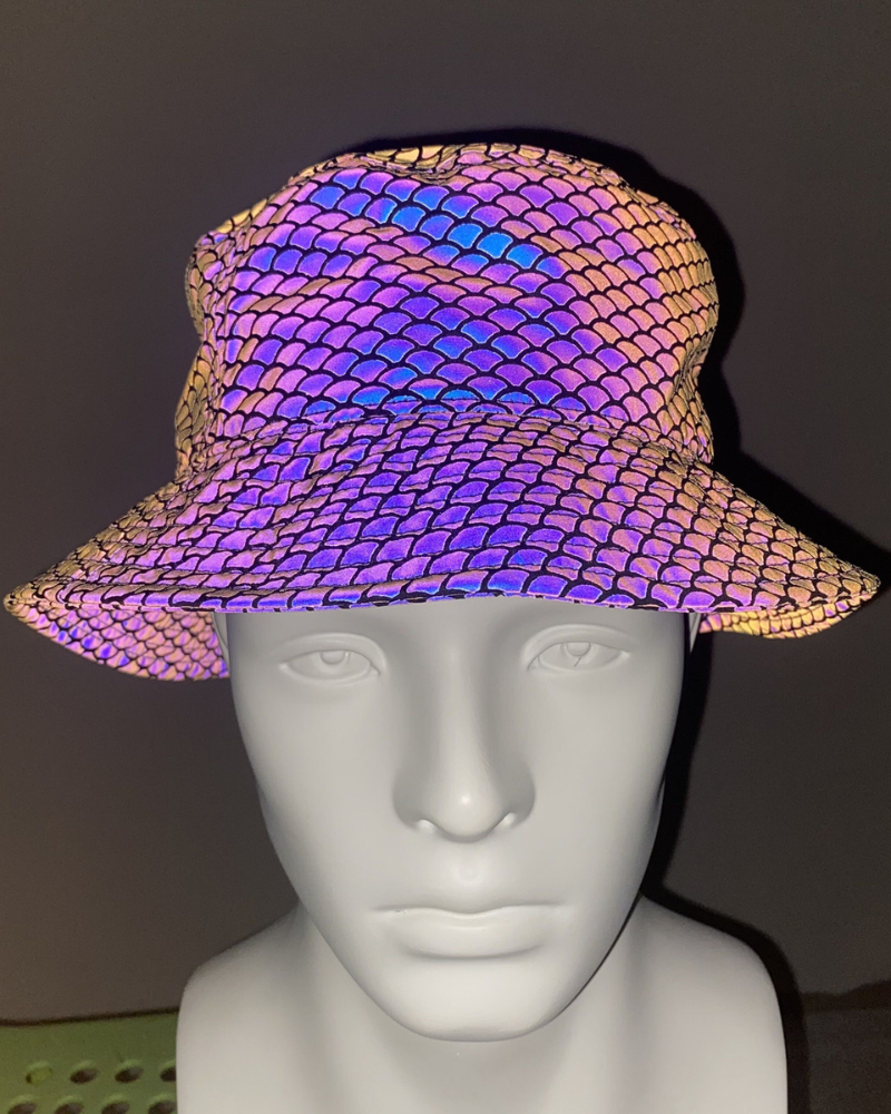 Chapeau seau arc-en-ciel réfléchissant coloré