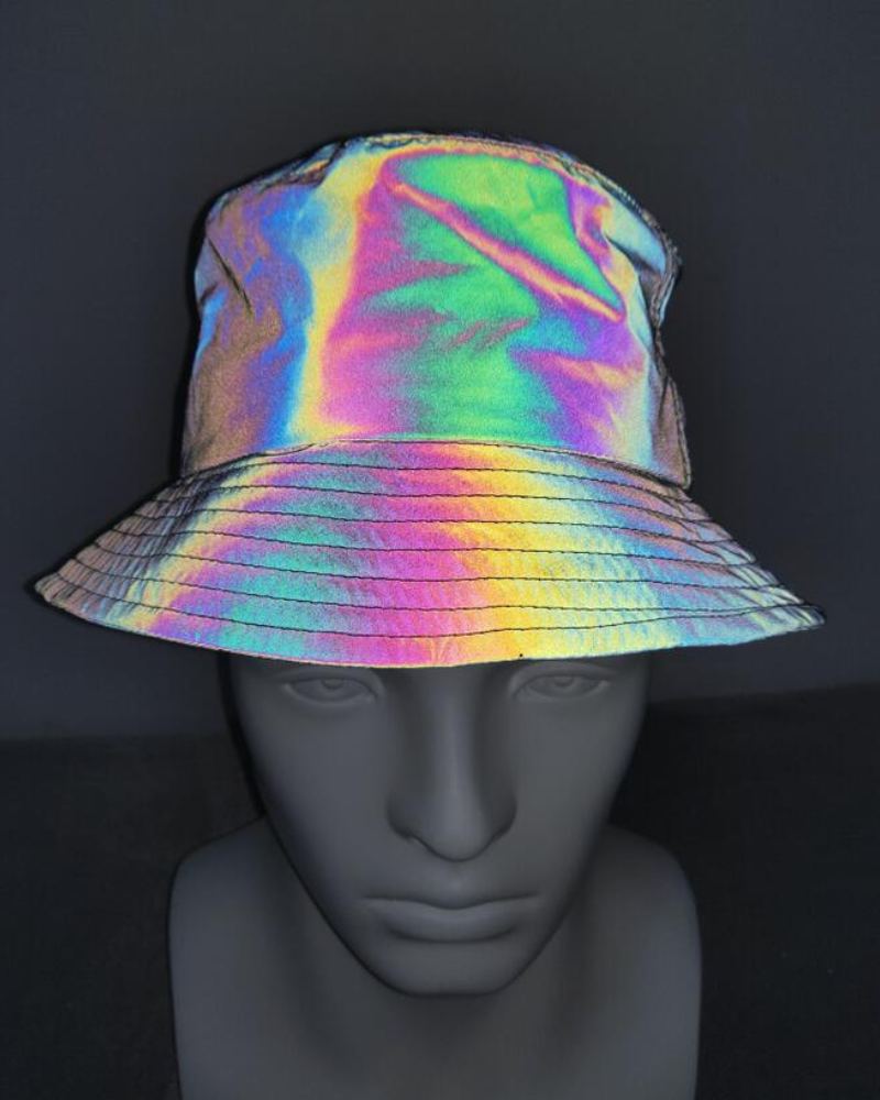 Chapeau seau arc-en-ciel réfléchissant coloré