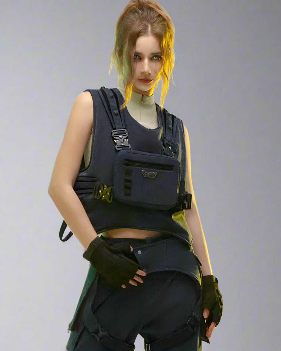 Gilet de Cargo Futuriste Double Face