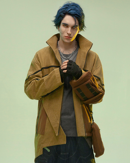Veste Futuriste en Sable Asymétrique