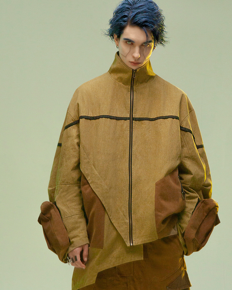 Veste Futuriste en Sable Asymétrique