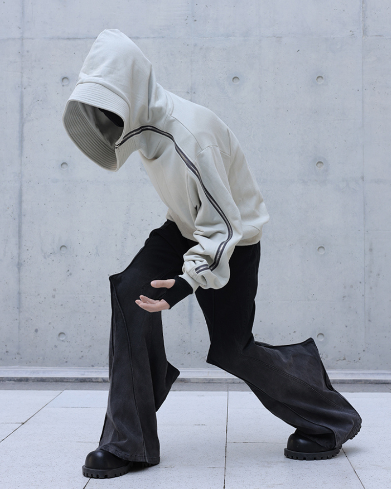 Haut de Sweat à Capuche Zippé Asymétrique
