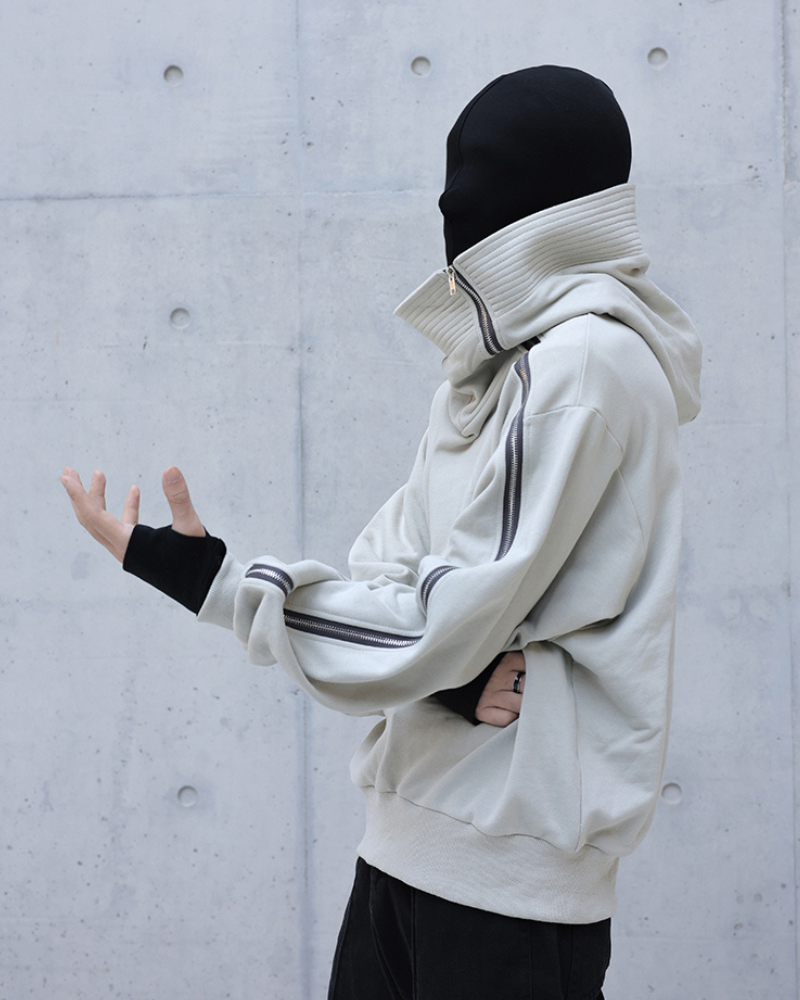 Haut de Sweat à Capuche Zippé Asymétrique