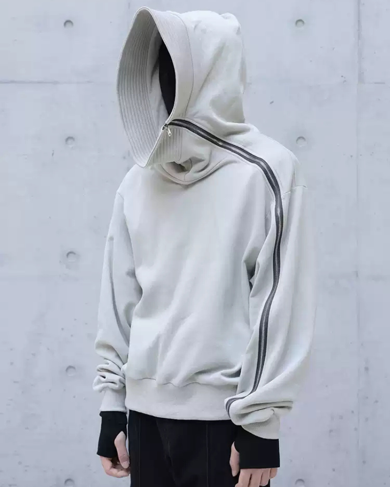 Haut de Sweat à Capuche Zippé Asymétrique