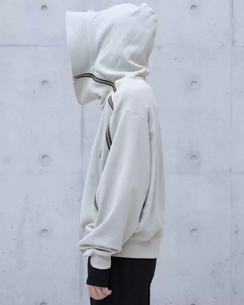Haut de Sweat à Capuche Zippé Asymétrique