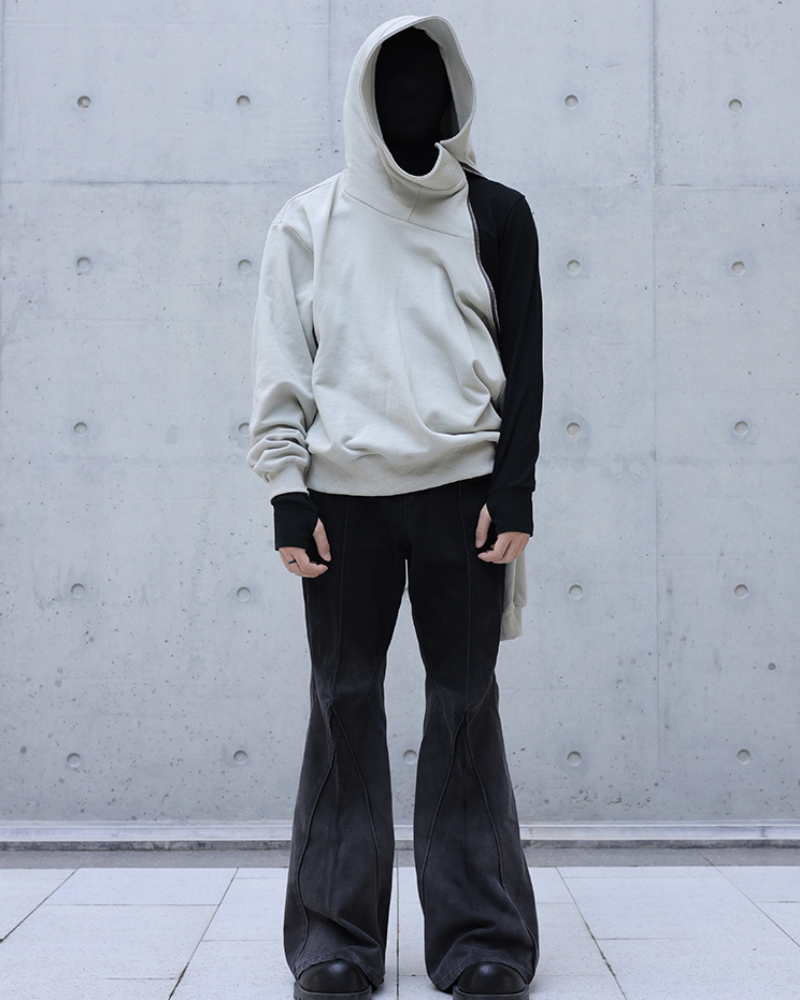 Haut de Sweat à Capuche Zippé Asymétrique