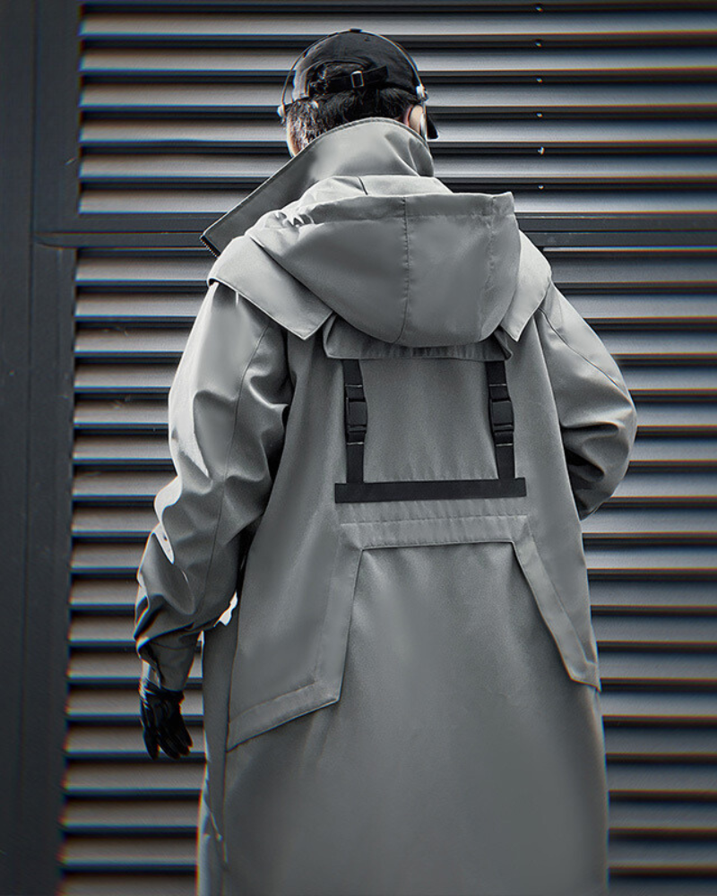 Manteau Long Chic à Double Zip