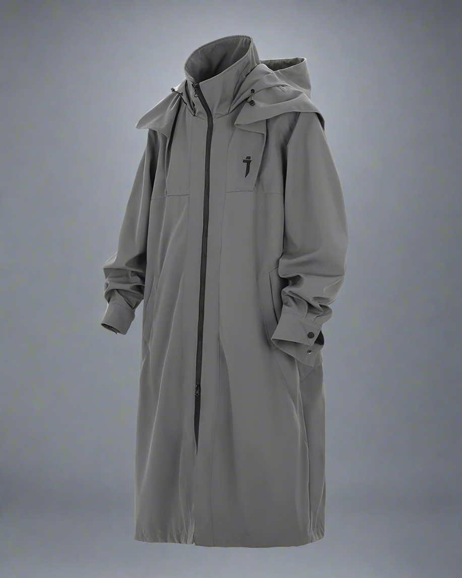 Manteau Long Chic à Double Zip