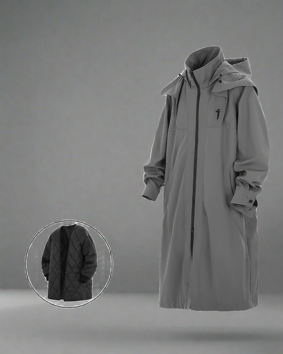 Manteau Long Chic à Double Zip