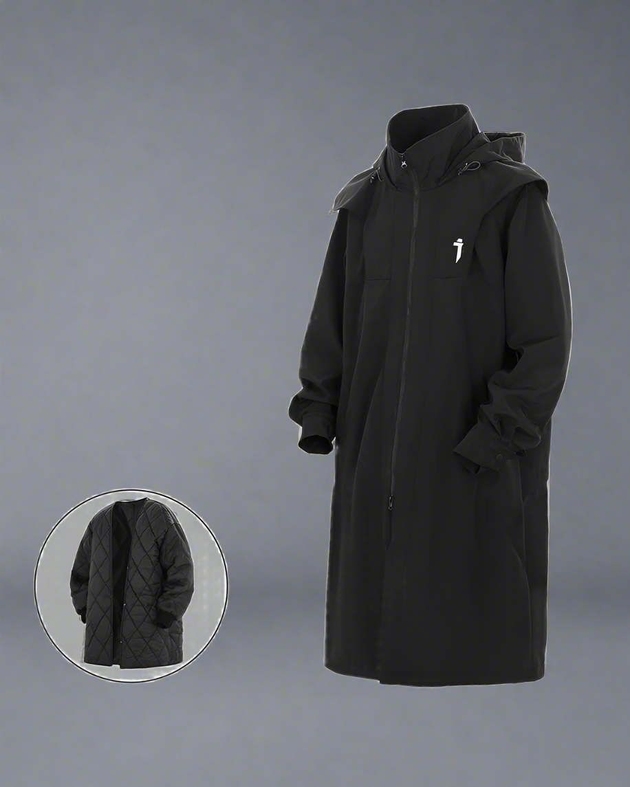 Manteau Long Chic à Double Zip