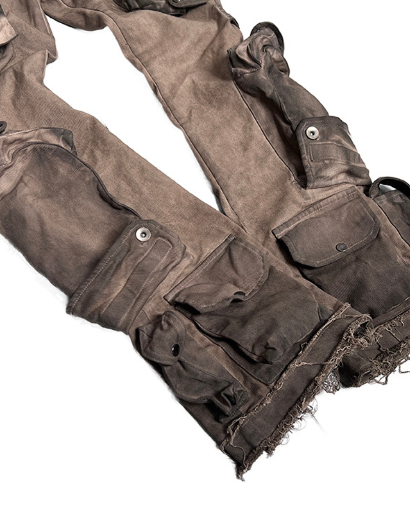 Pantalon Cargo Évasé Distressé Tendance