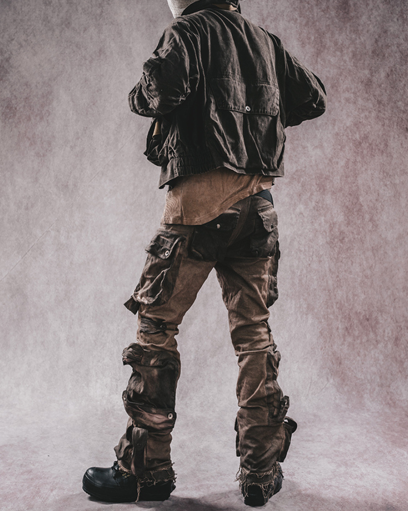Pantalon Cargo Évasé Distressé Tendance