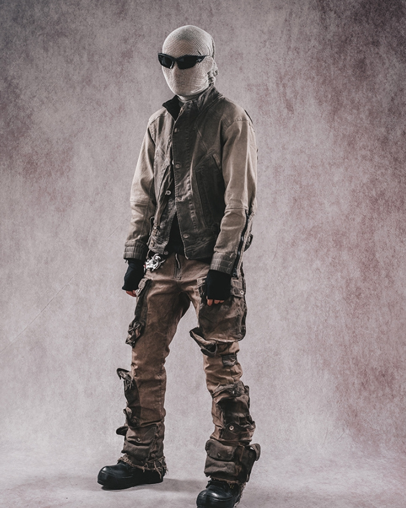 Pantalon Cargo Évasé Distressé Tendance