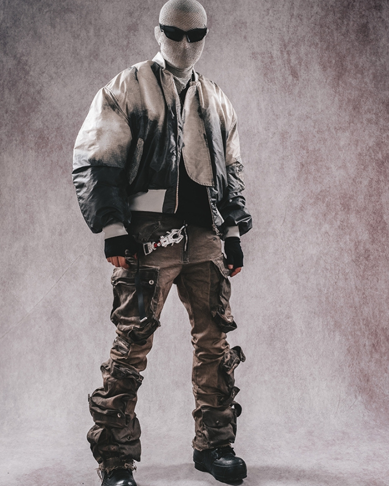Pantalon Cargo Évasé Distressé Tendance