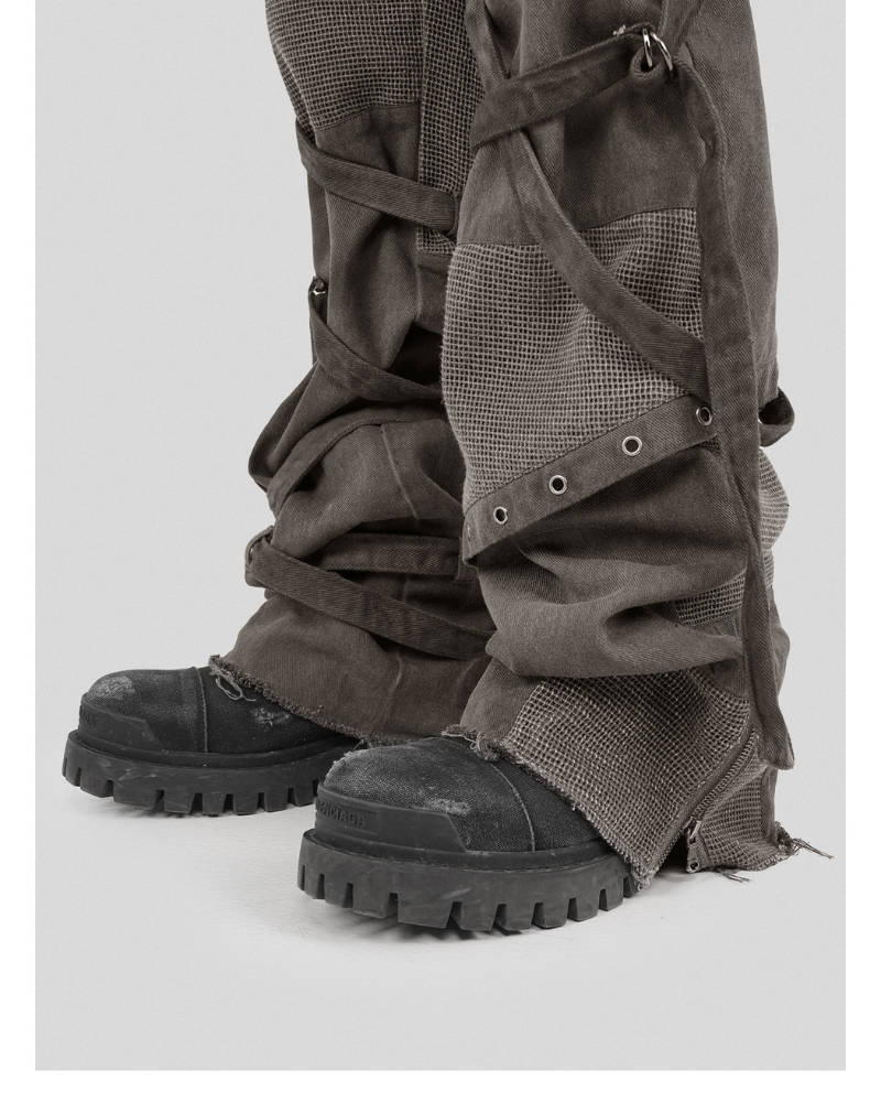 Pantalons Cargo Patchwork Stylés avec Bretelles