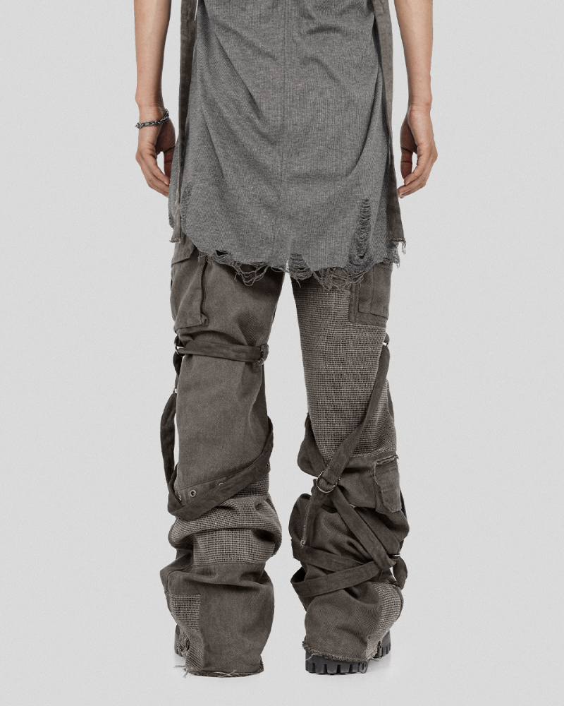 Pantalons Cargo Patchwork Stylés avec Bretelles