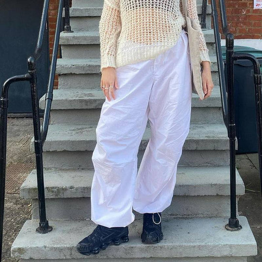 Pantalons parachute blancs