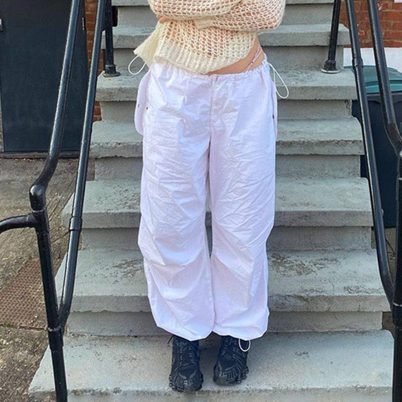 Pantalons parachute blancs