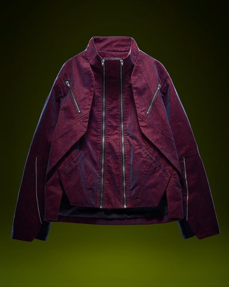 Veste Cyberpunk en Velours Futuriste