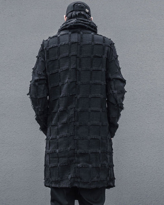 Manteau à Franges Rayé Élégant