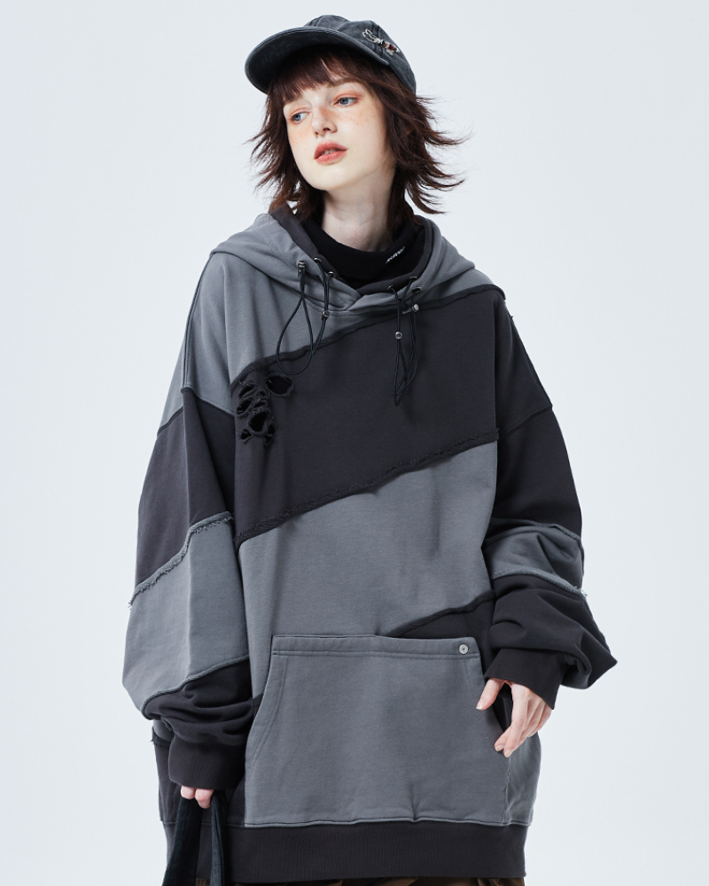 Hoodie Unisexe Patchwork Tendance