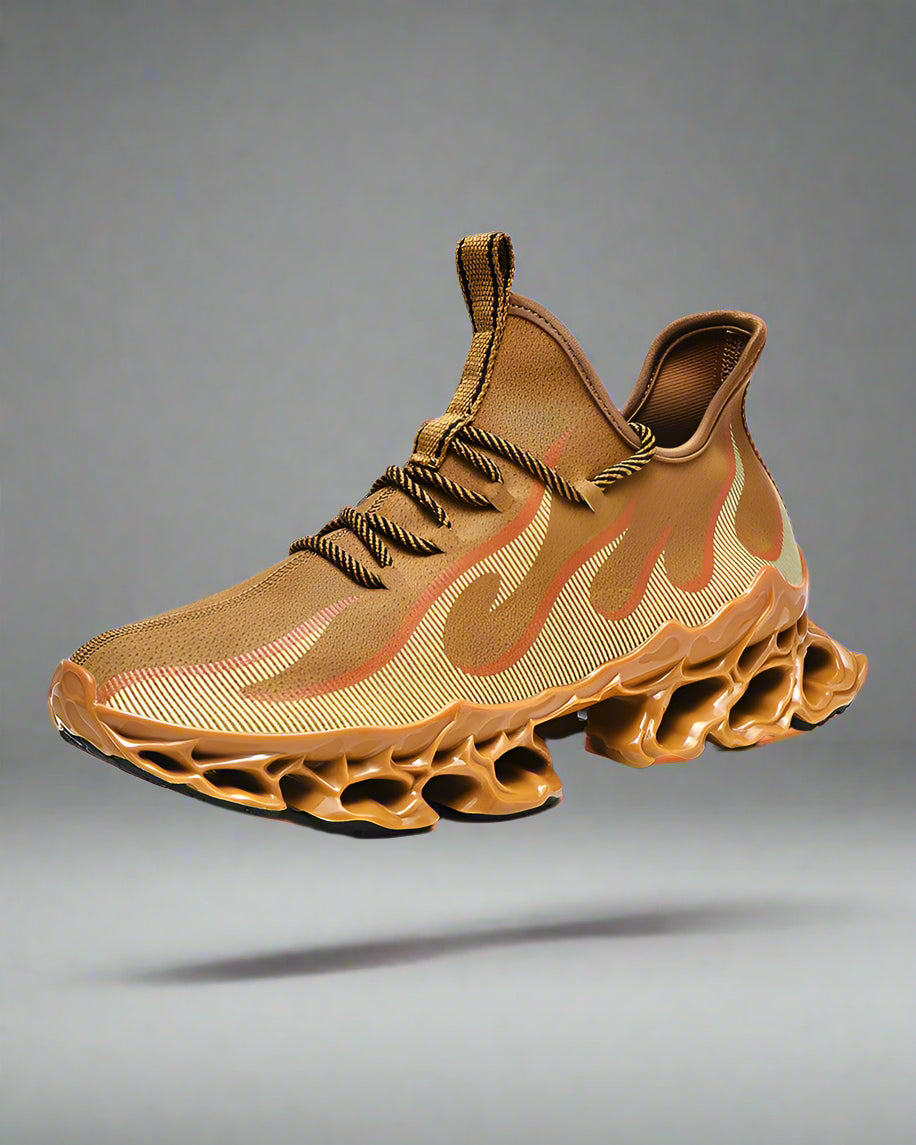 Baskets Futuristes Infusées de Feu - baskets futuristes - Baskets Futuristes Confortables en Maille et Caoutchouc