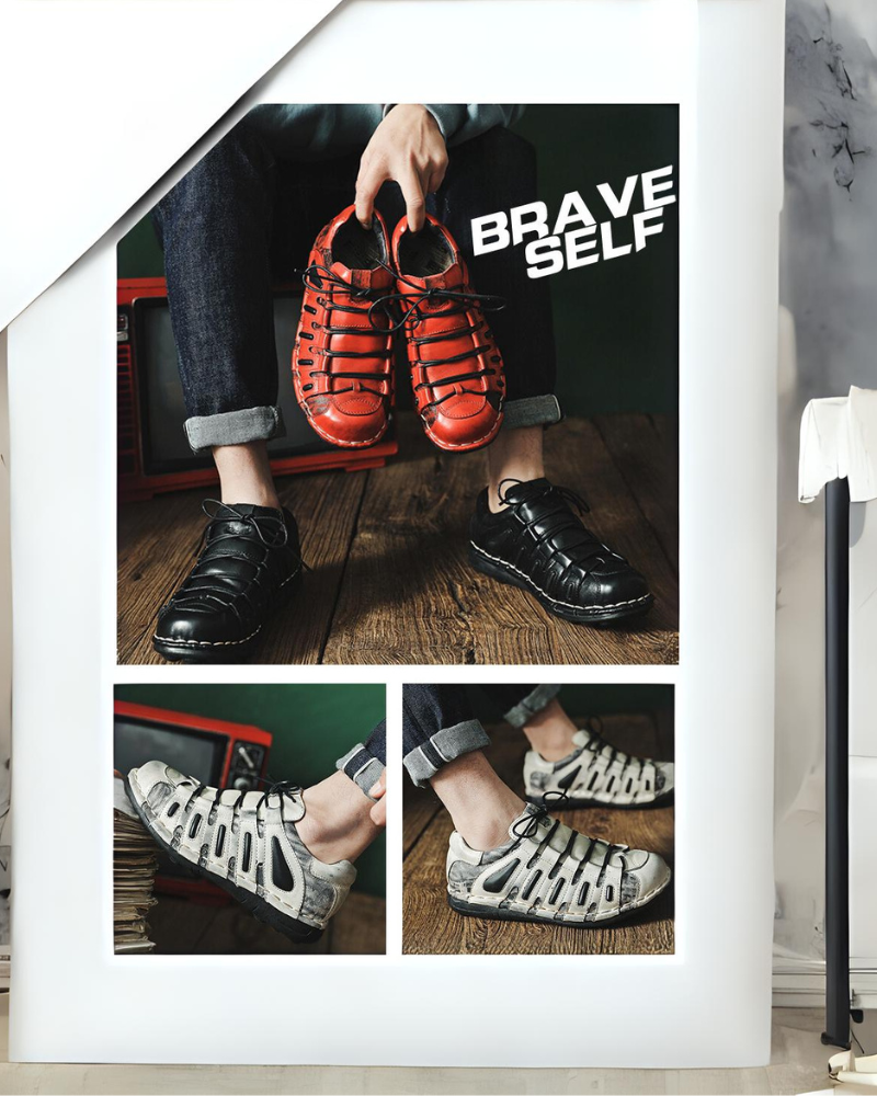 Bottes de Motard en Cuir Épais - moto - Bottes de Motard en Cuir Épais à Bout Ronde