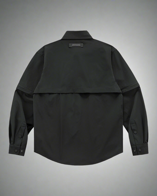 Chemise Haut à Manches Patchwork Chic - veste techwear futuriste - Chemise Haut à Manches Patchwork Chic pour un Style Élégant