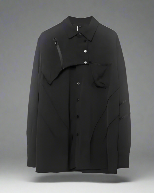 Chemise Haut Noir Chic à Manches Longues - chemisier décontracté - Chemise Noire Chic à Manches Longues pour un Style Urbain