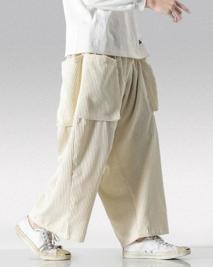 Pantalons Cargo en Velours Côtelé Chic