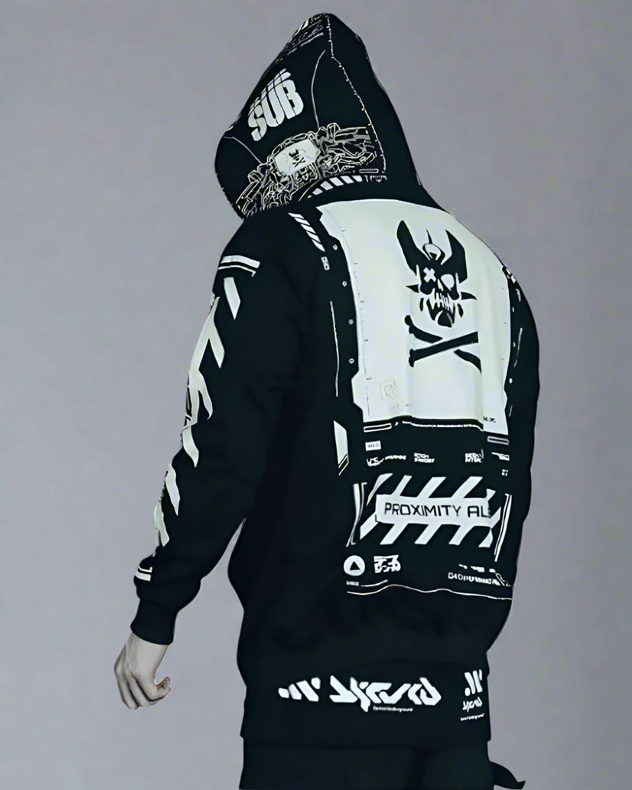 Hoodie zippé au style futuriste