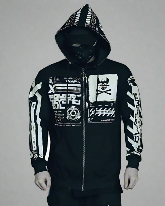 Hoodie zippé au style futuriste