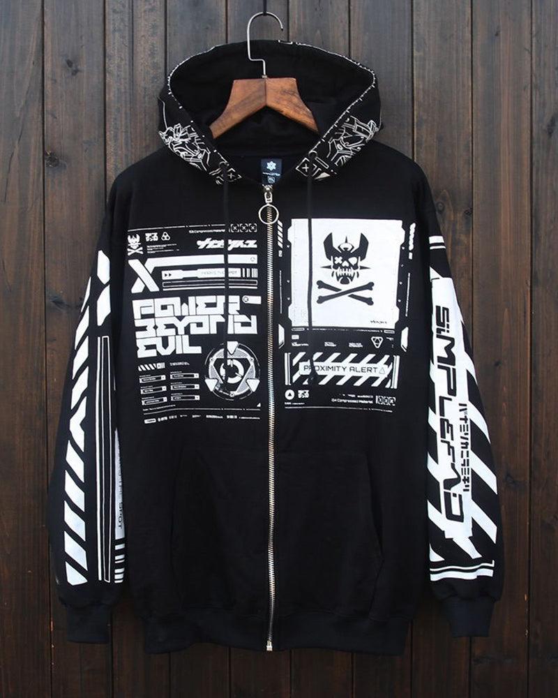 Hoodie zippé au style futuriste