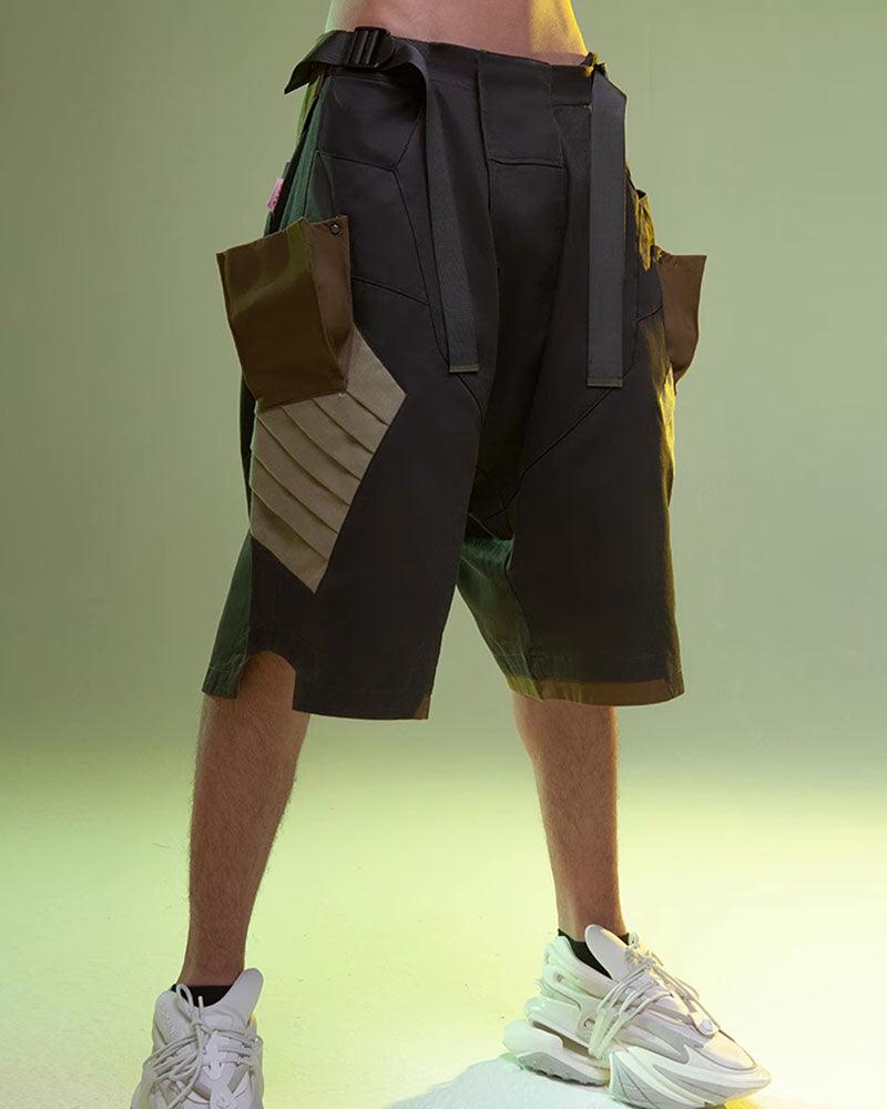 Shorts Cargo en Denim Lavé Futuristes