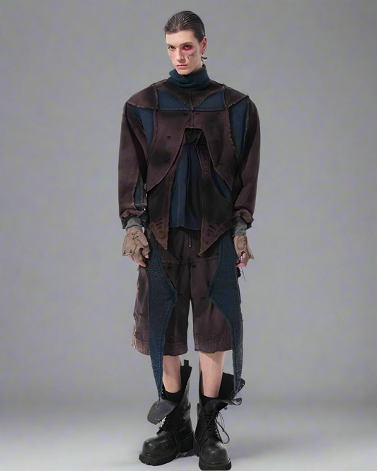 Ensemble Techwear Urbain Audacieux - vêtements citadins - Ensemble Techwear Urbain : Sweatshirt, Débardeur et Shorts