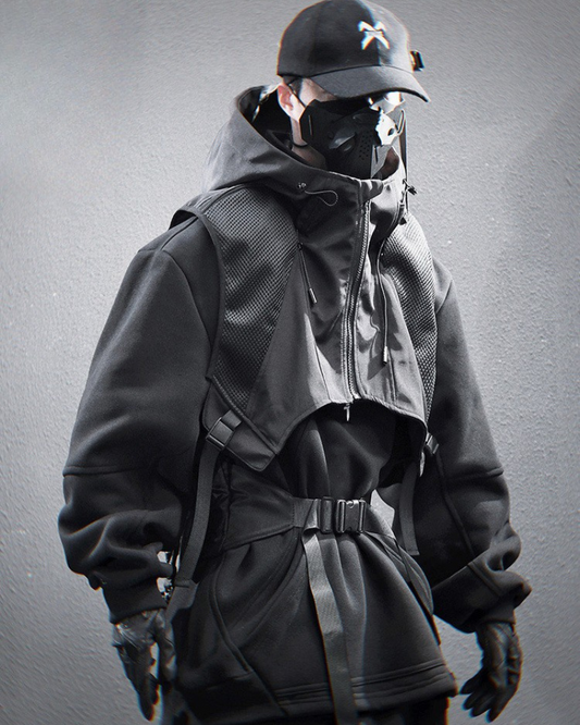 Gilet à Capuche Superposé Toutes Saisons - gilet fonctionnel - Gilet à Capuche Superposé pour un Style Urbain Unique