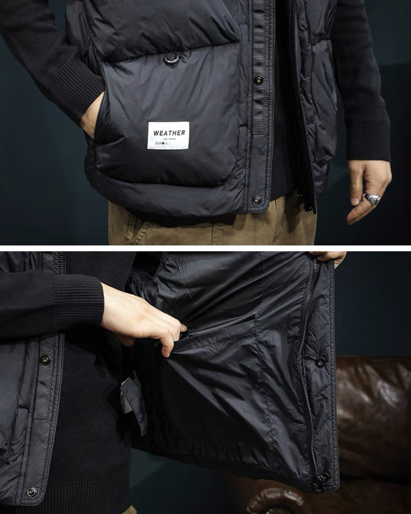 Gilet d'Hiver à Col Montant Élégant - vêtements techwear - Gilet d'Hiver Élégant avec Col Montant et Poches Pratiques