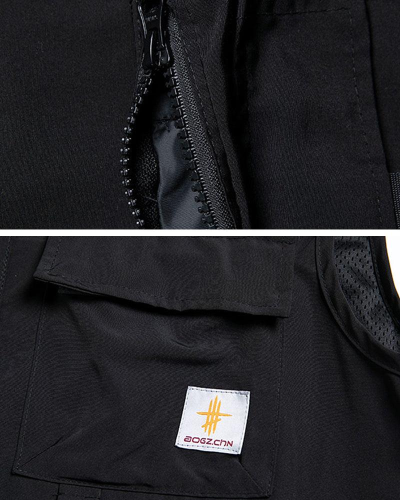 Gilet sans manches noir à poches multiples - techwear - Gilet sans manches noir avec poches pour un style pratique