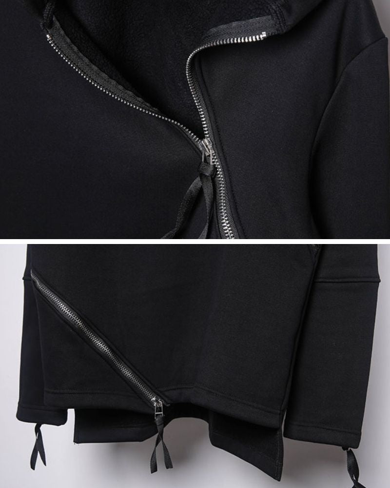 Hoodie à Double Zip Dynamique - hoodie - Hoodie à Double Zip au Style Urbain et Futuriste