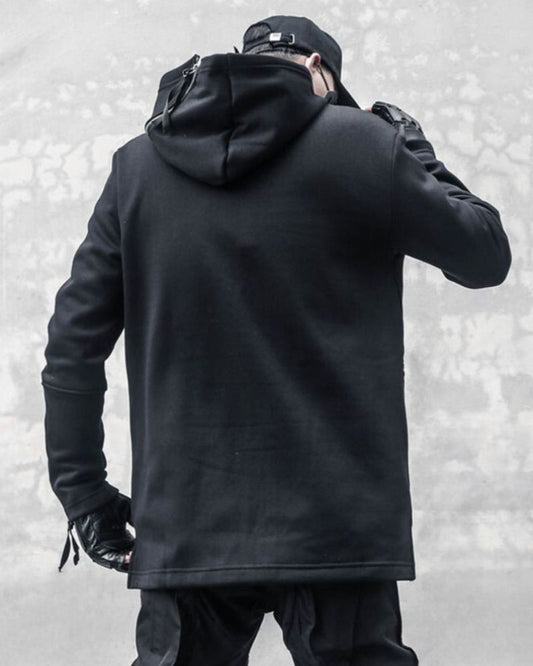 Hoodie à Double Zip Dynamique - hoodie - Hoodie à Double Zip au Style Urbain et Futuriste