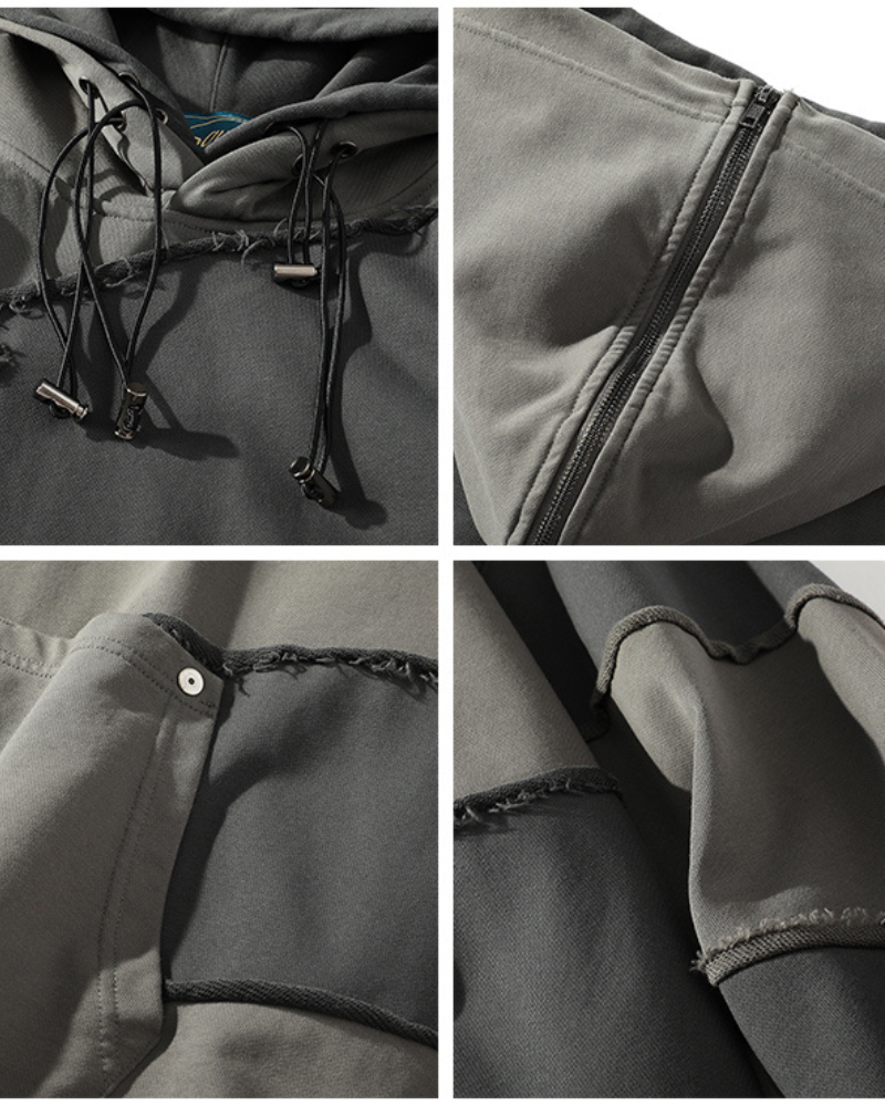 Hoodie Unisexe Patchwork Tendance - mode urbaine - Hoodie Patchwork Unisexe : Style Urbain et Confort