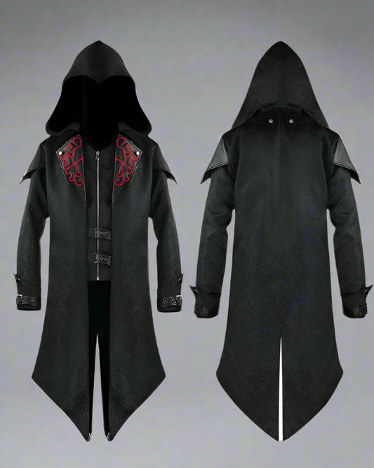 Manteau long gothique unisexe audacieux - style gothique - Manteau gothique long unisexe avec broderie