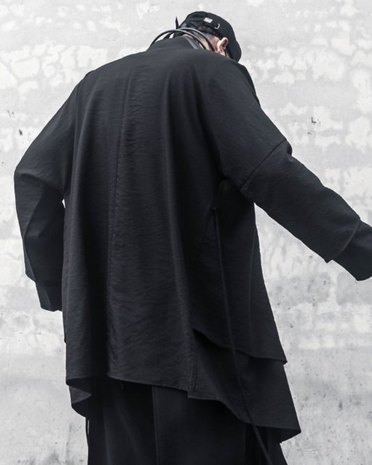 Manteau traditionnel inspiré des samouraïs - manteau long noir - Manteau inspiré des samouraïs en coton durable