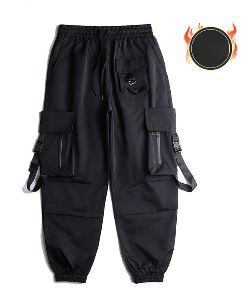 Pantalon Cargo Noir Chic - pantalon taille ajustable - Pantalon Cargo Noir Chic avec Poches Spacieuses