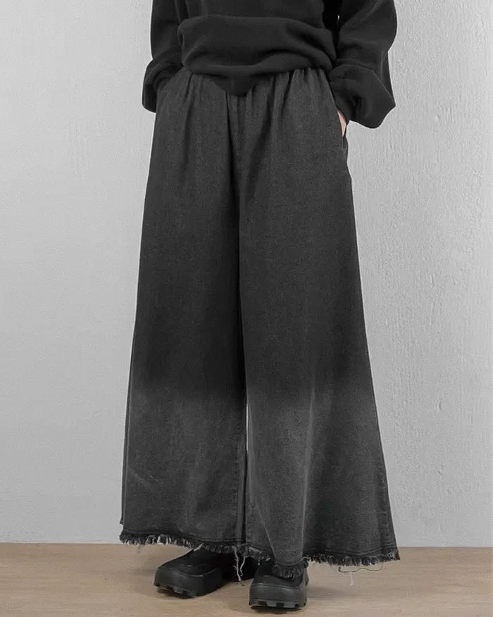 Pantalons Hakama en Denim Chic pour Femmes - style japonais contemporain - Pantalons Hakama en Denim pour Femmes au Style Unique